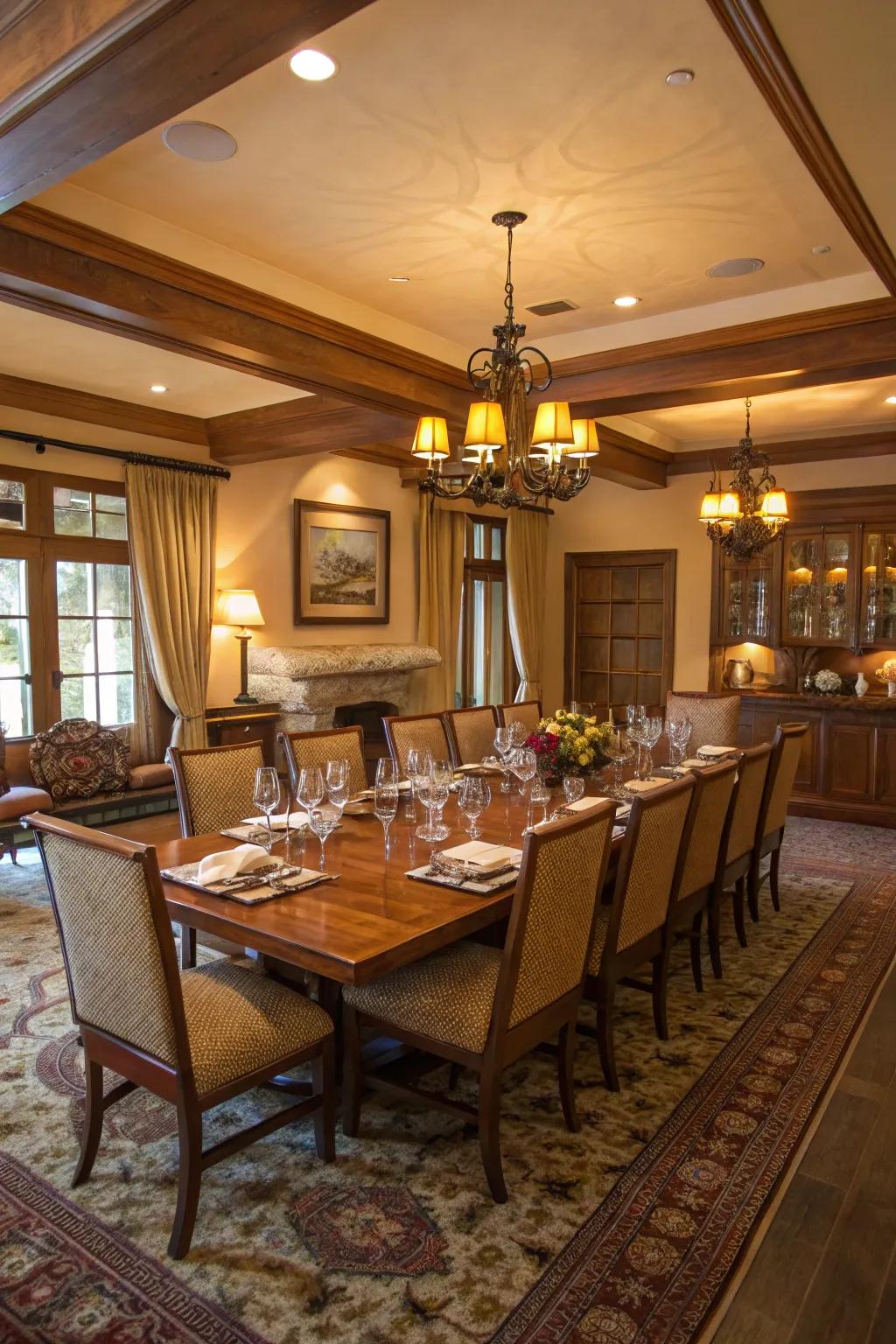 A large dining table that invites gatherings and celebrations.