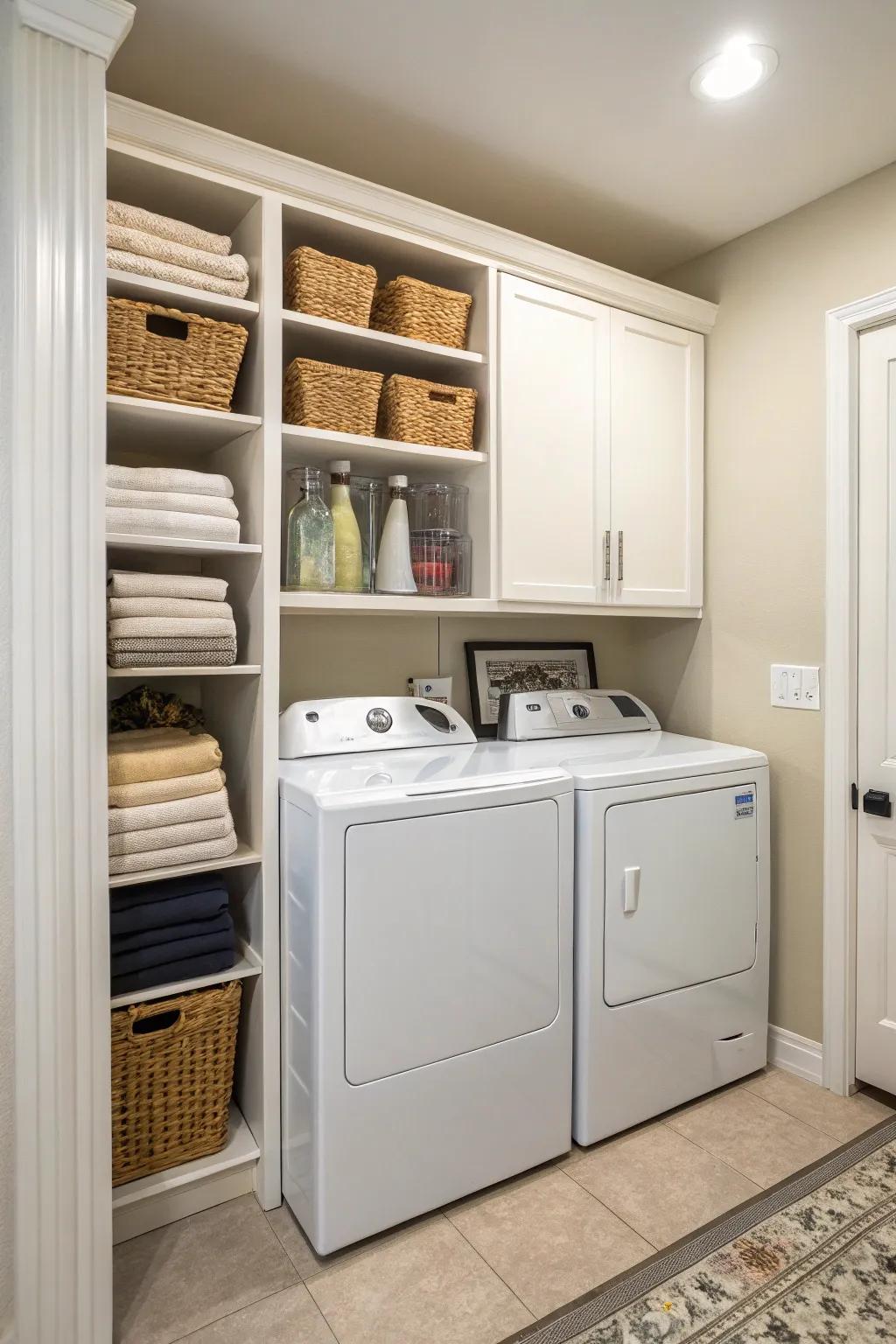 Vertical storage keeps your laundry room tidy and roomy.
