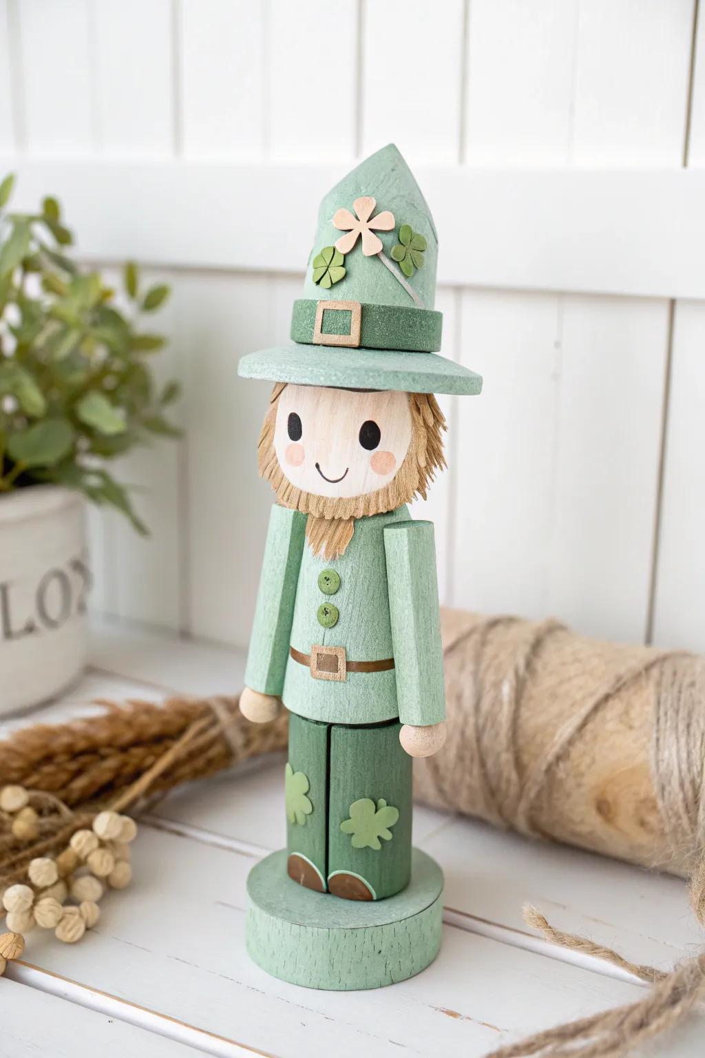 Enjoy the charm of simplicity with this adorable wooden stick leprechaun – an ideal way to bring a bit of joy to your setting!