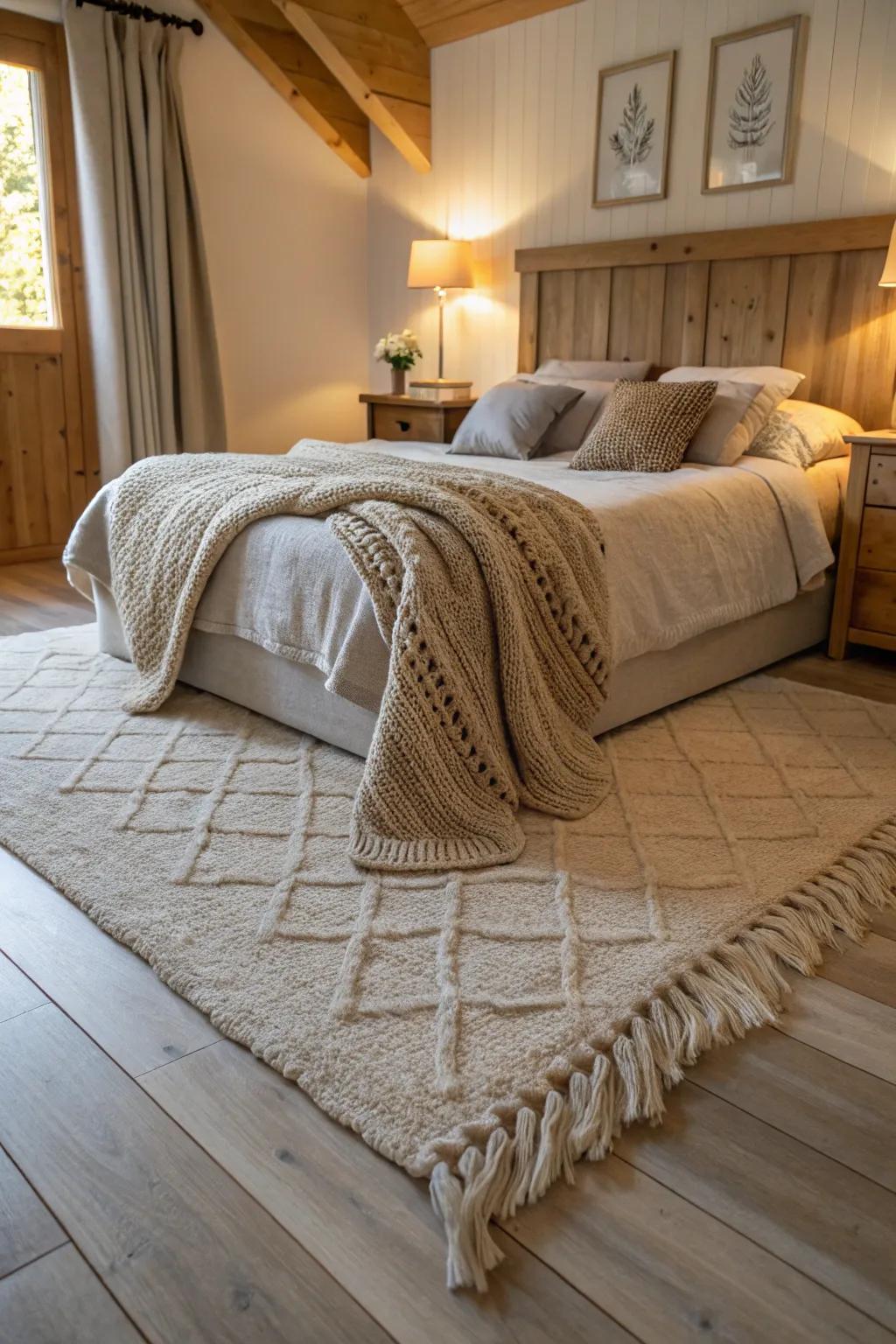 Textural interplays bringing a sense of warmth to light wood floors.