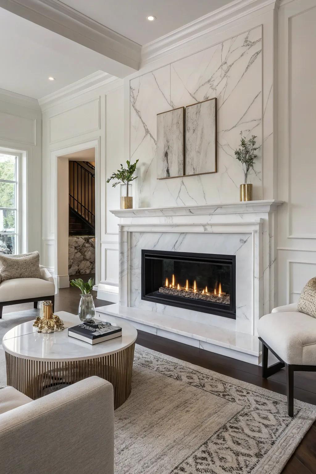 Amplify elegance through a marble trim for your hearth.