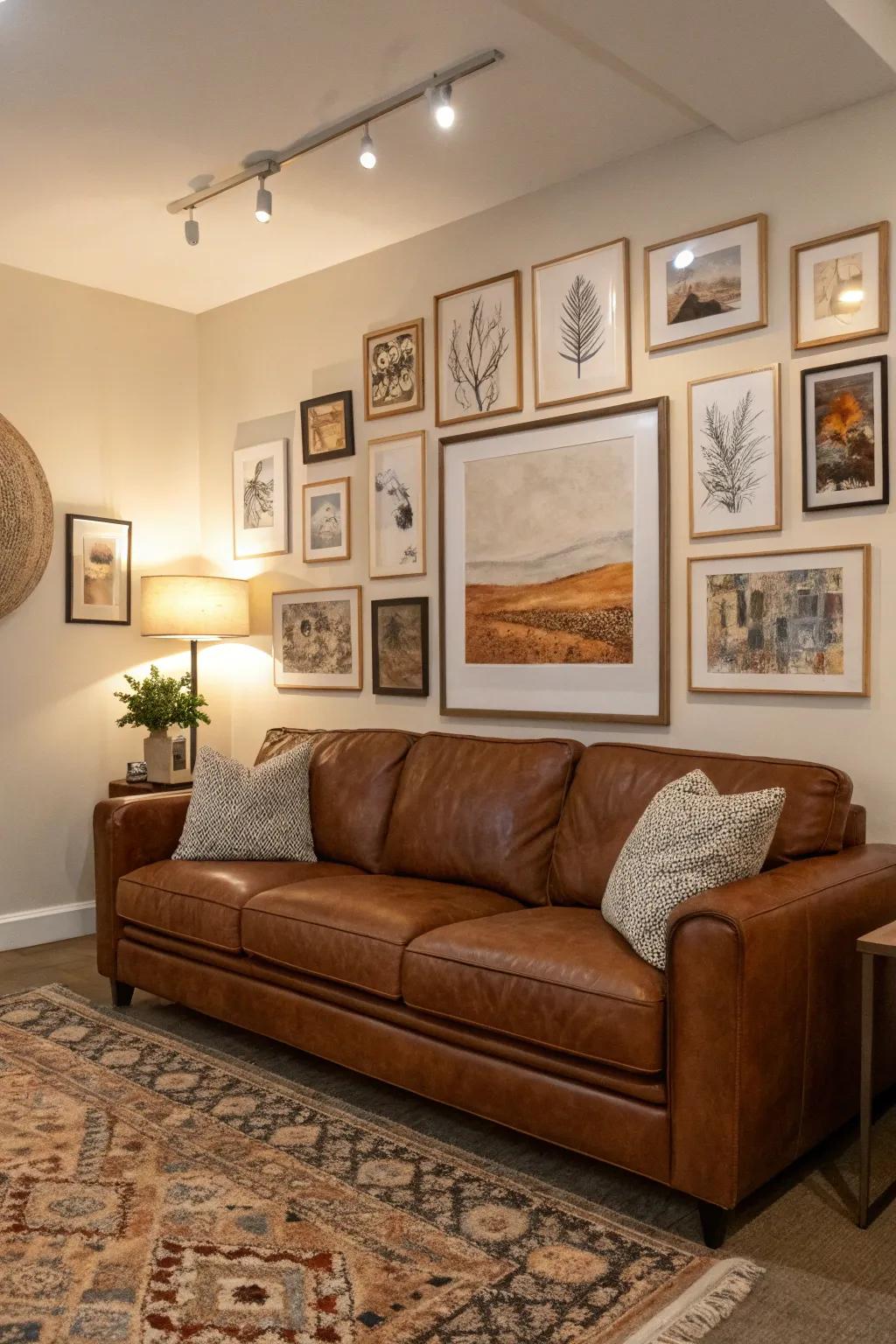 Art enhances the look of the living space.