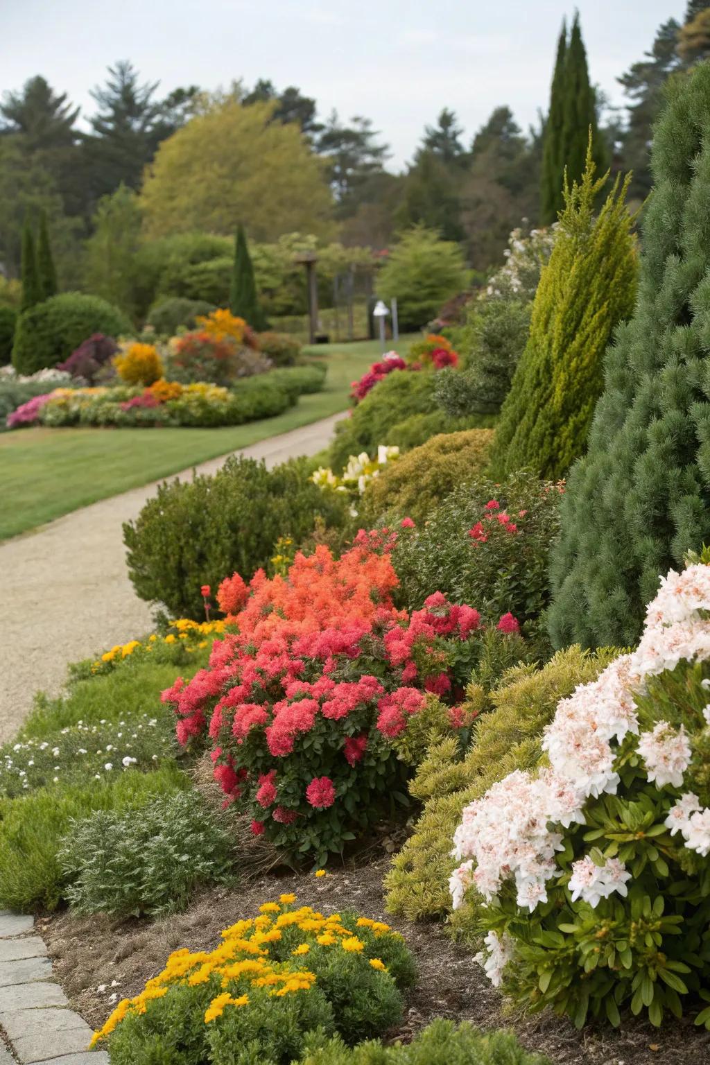 Year-round shrubs keep their shape and color all year long.