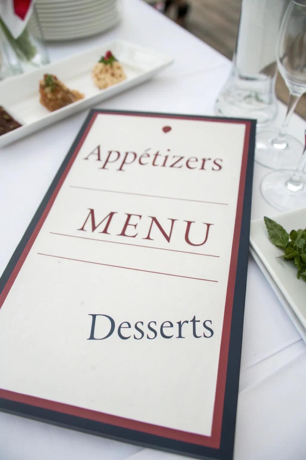 Typography can transform a menu into an easy-to-navigate piece of art.