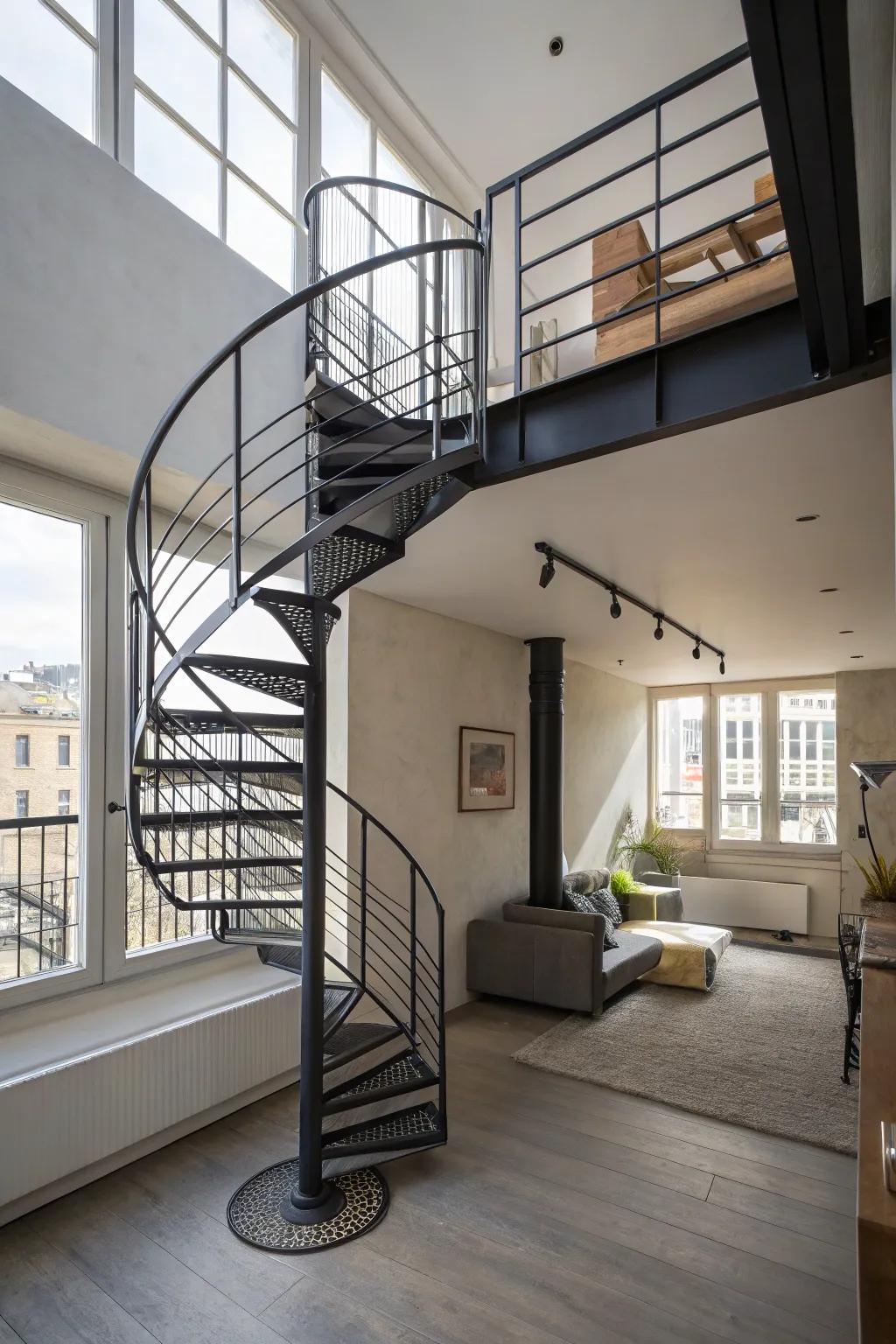 Optimize flair in restricted spaces using a circular stairway.