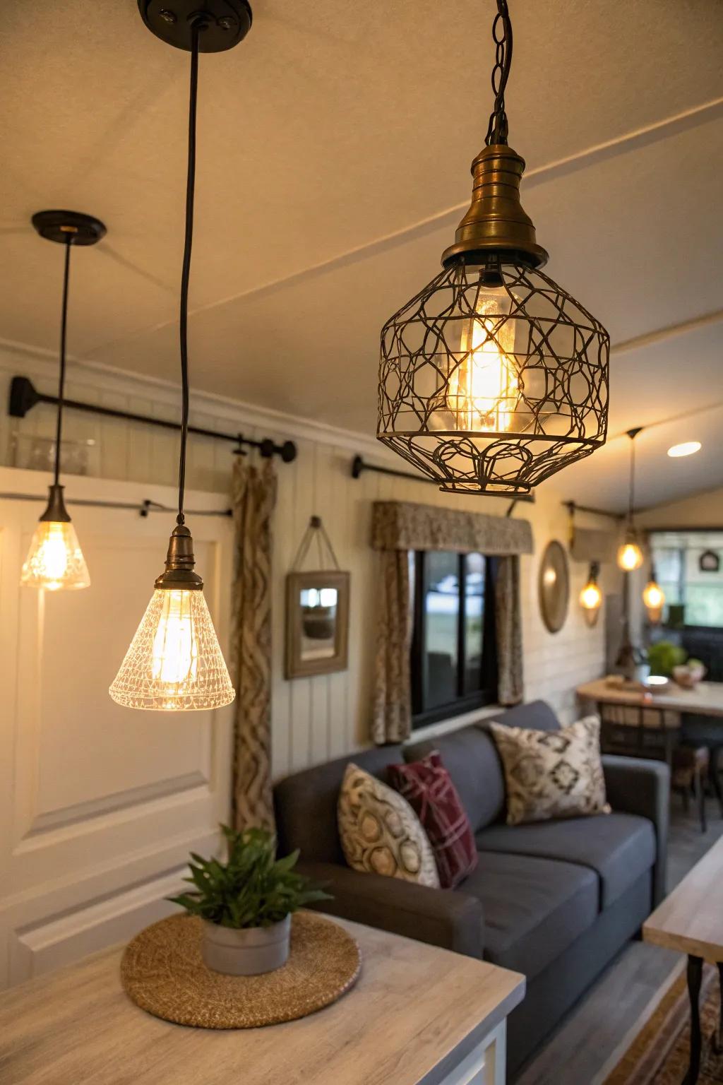 Any room's ambiance is enhanced by contemporary lighting.