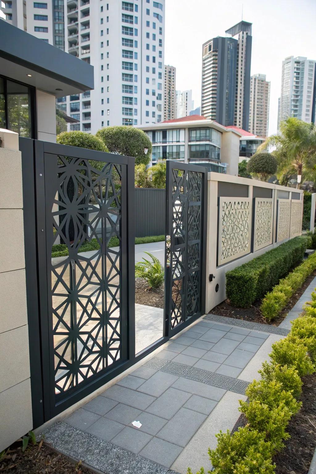Geometric designs inject a bold and contemporary vibe into driveway access.
