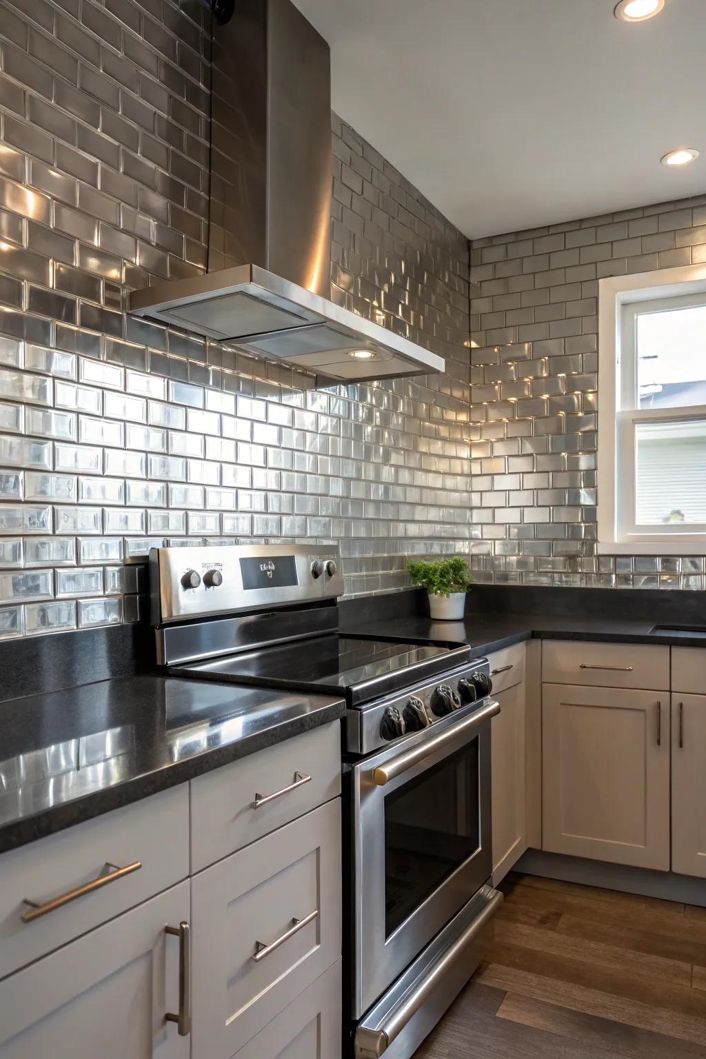 Metal tiles bring a refined and sumptuous vibe.