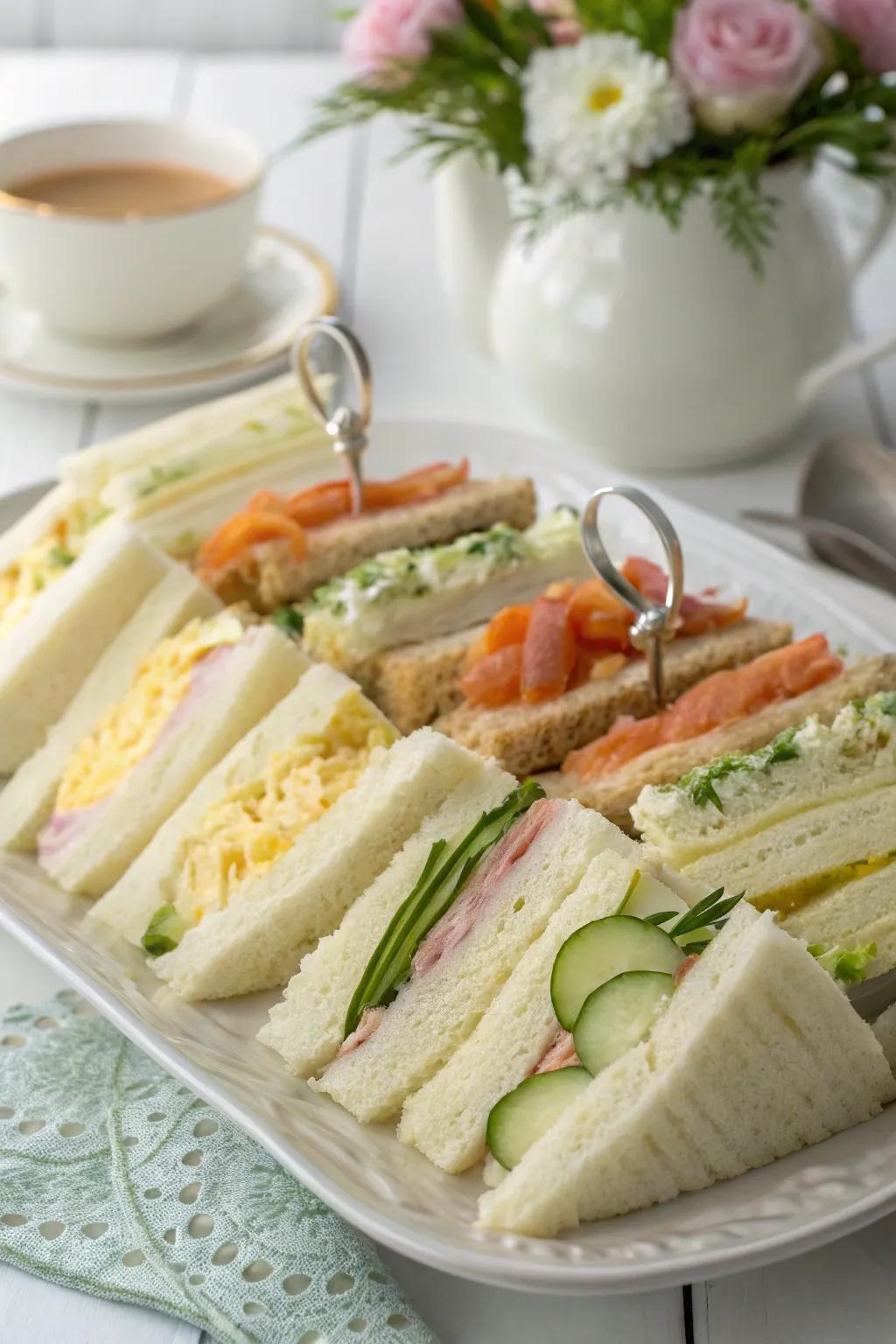 Miniature sandwiches contribute a classic touch to your tea selection.