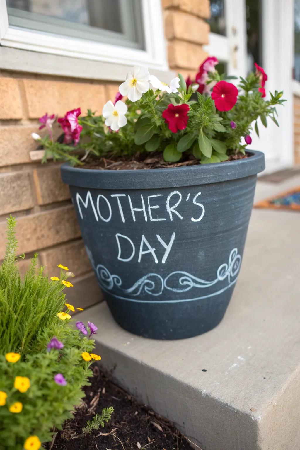 A chalkboard flower pot for infinite expressions.