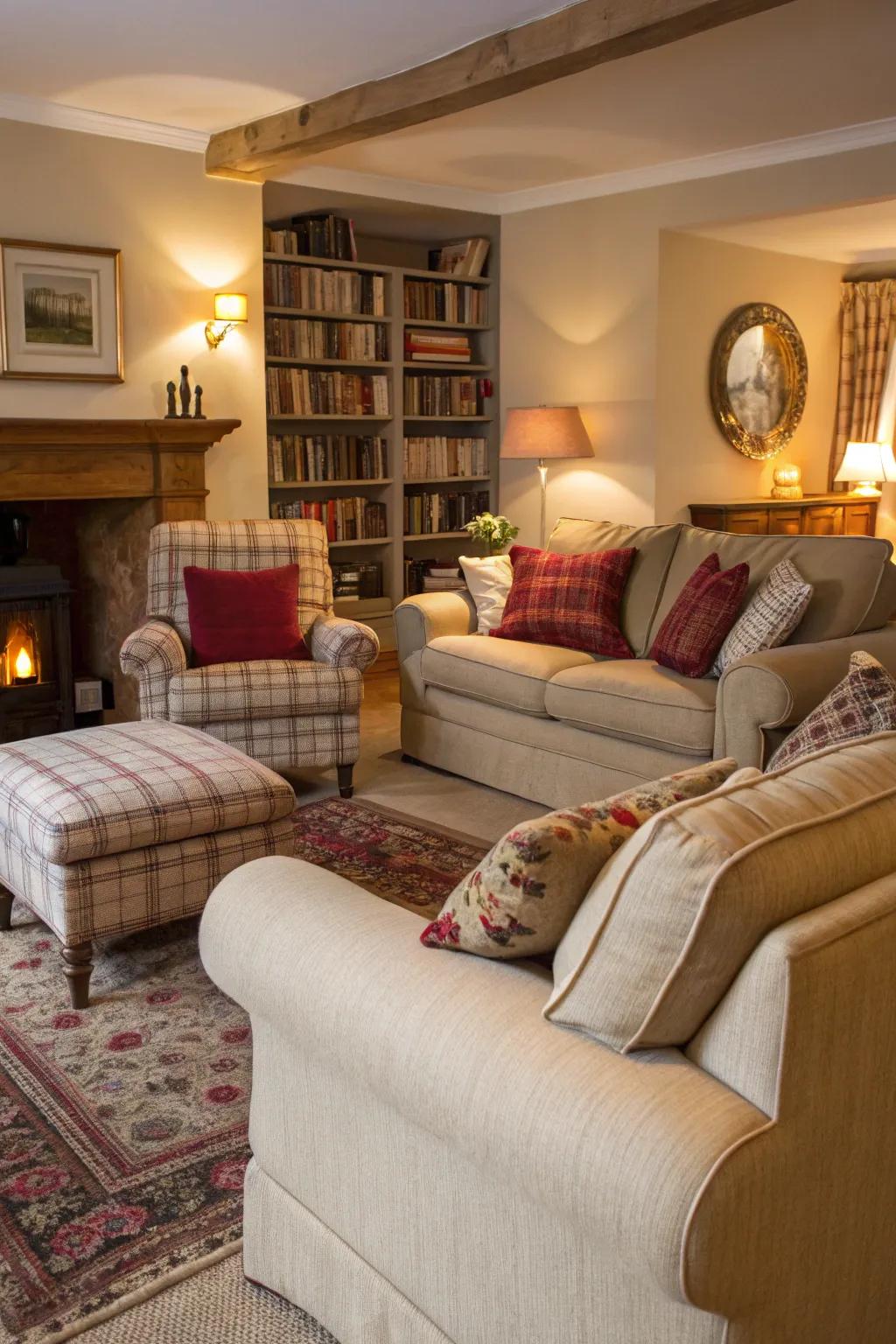 An inviting living space presenting plush seating ideal for relaxation.