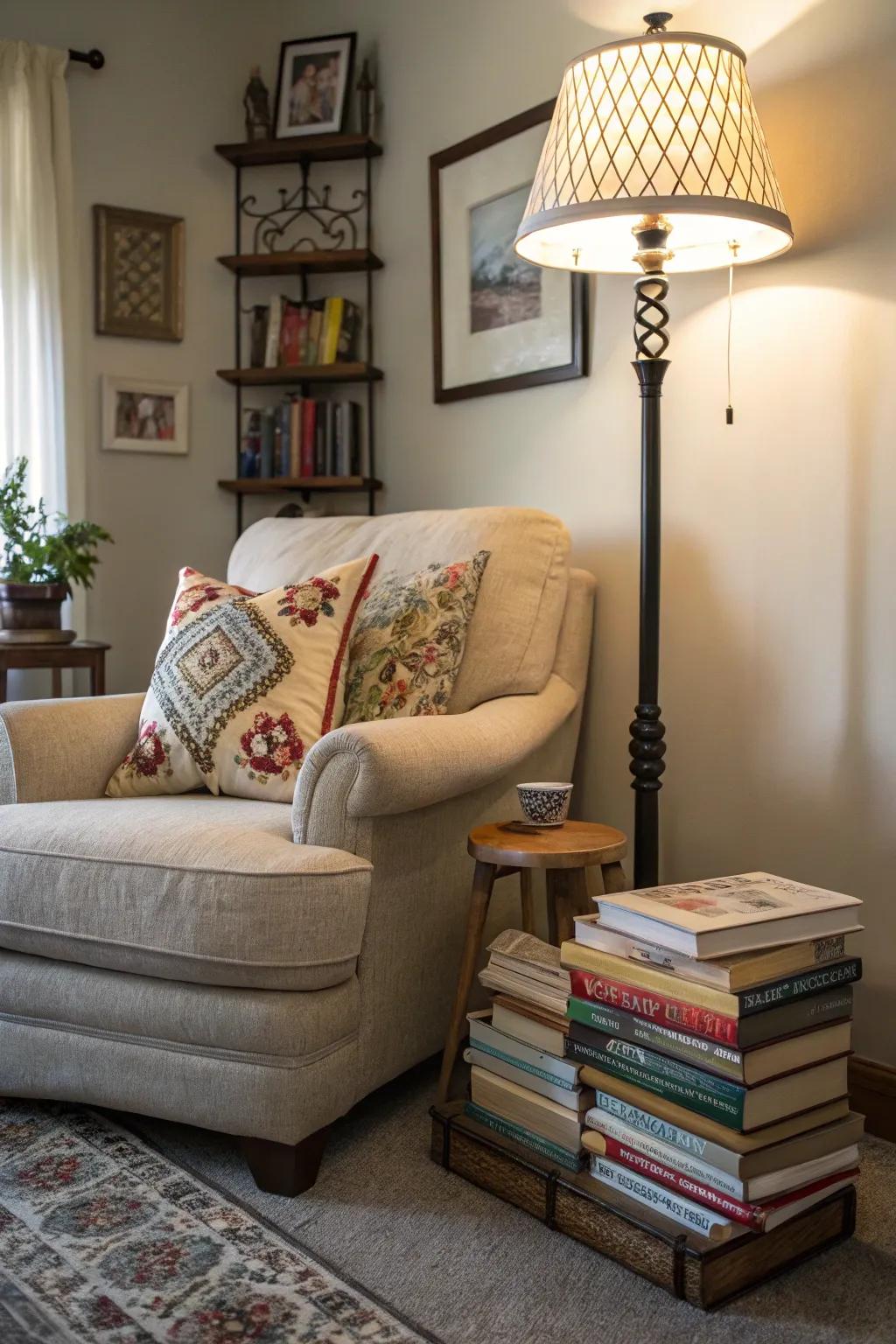 A dedicated reading nook promotes relaxation and learning.