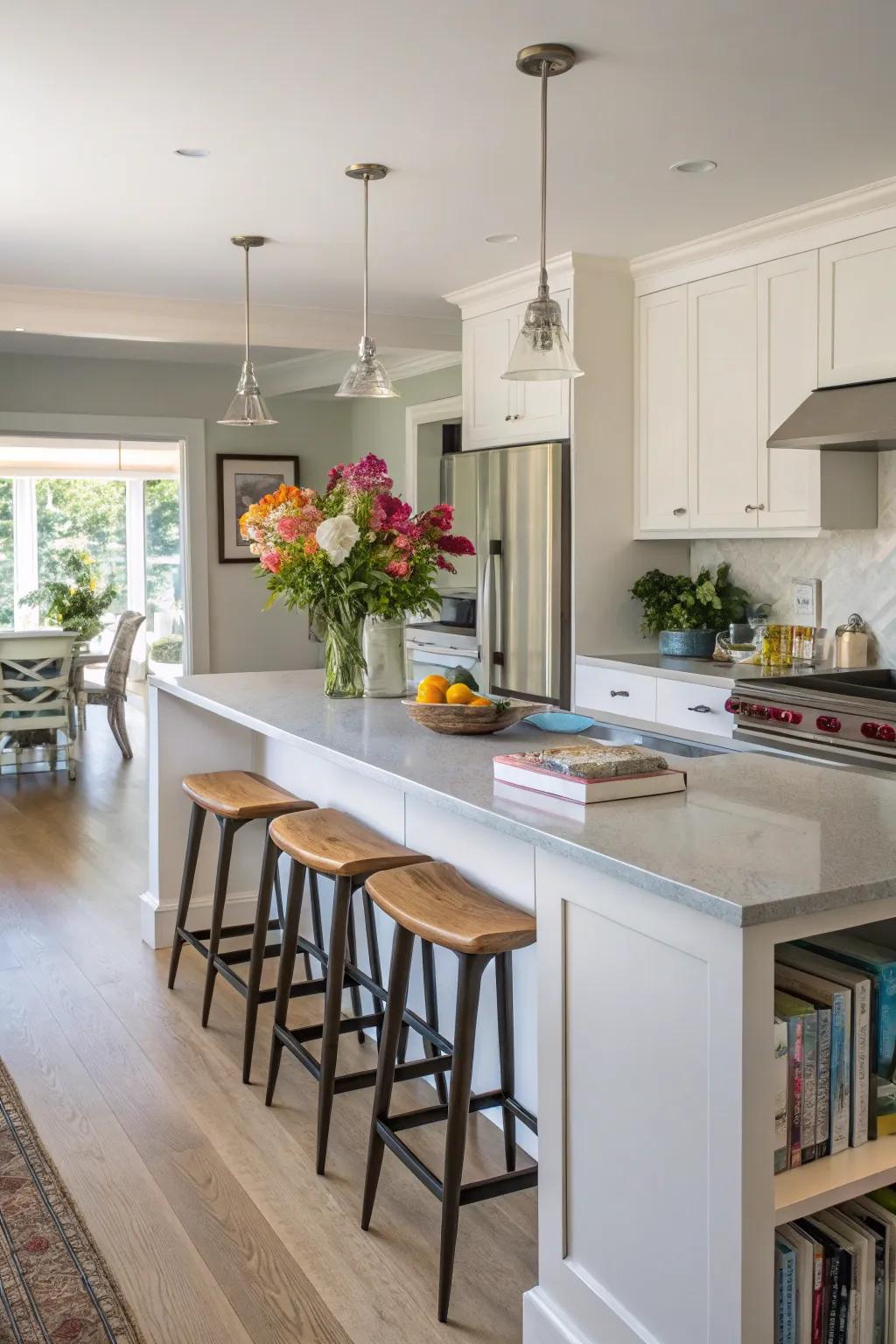 Seating options encourage gatherings with family and friends.