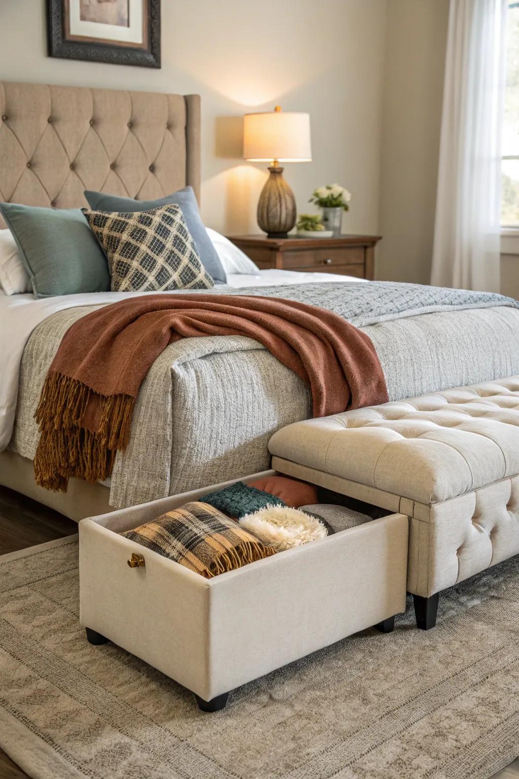 Amplify functionality with a storage ottoman.