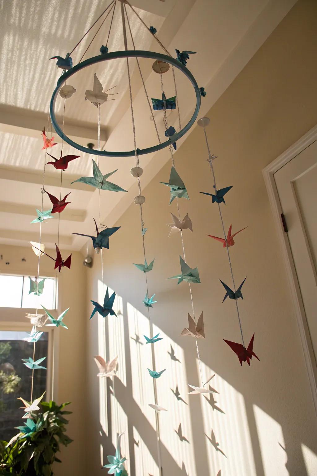 A hanging mobile that dances in the air.