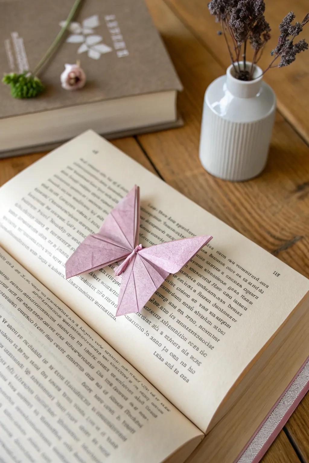 Infuse a hint of caprice into your reading through this charming origami butterfly page marker.
