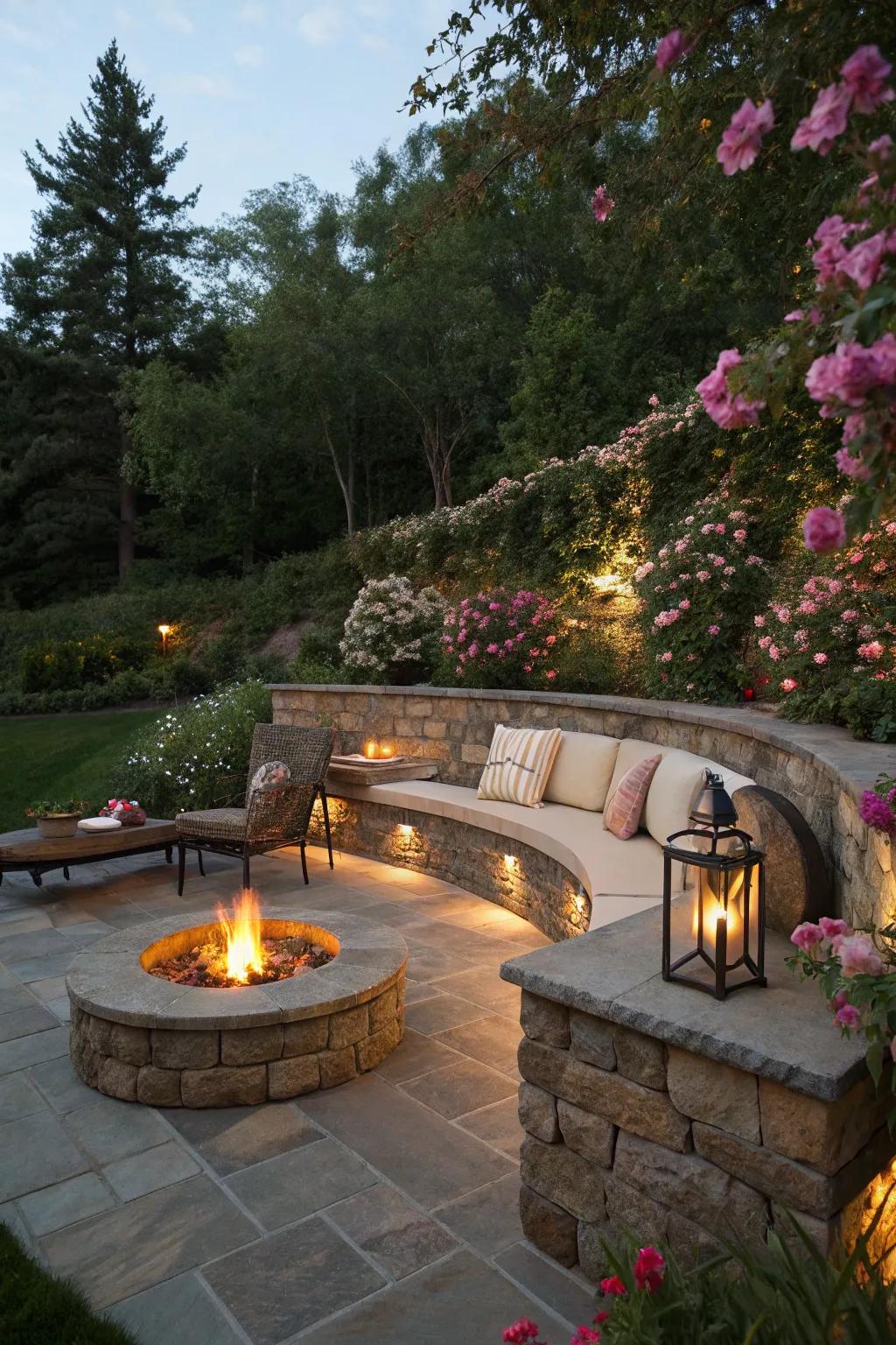 Fire pits create welcoming spaces for evening gatherings.