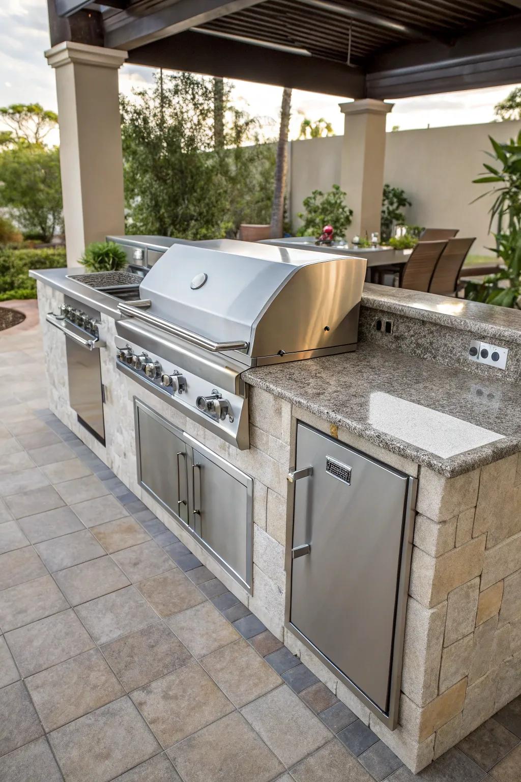 An elegant built-in BBQ island, perfect for social occasions.