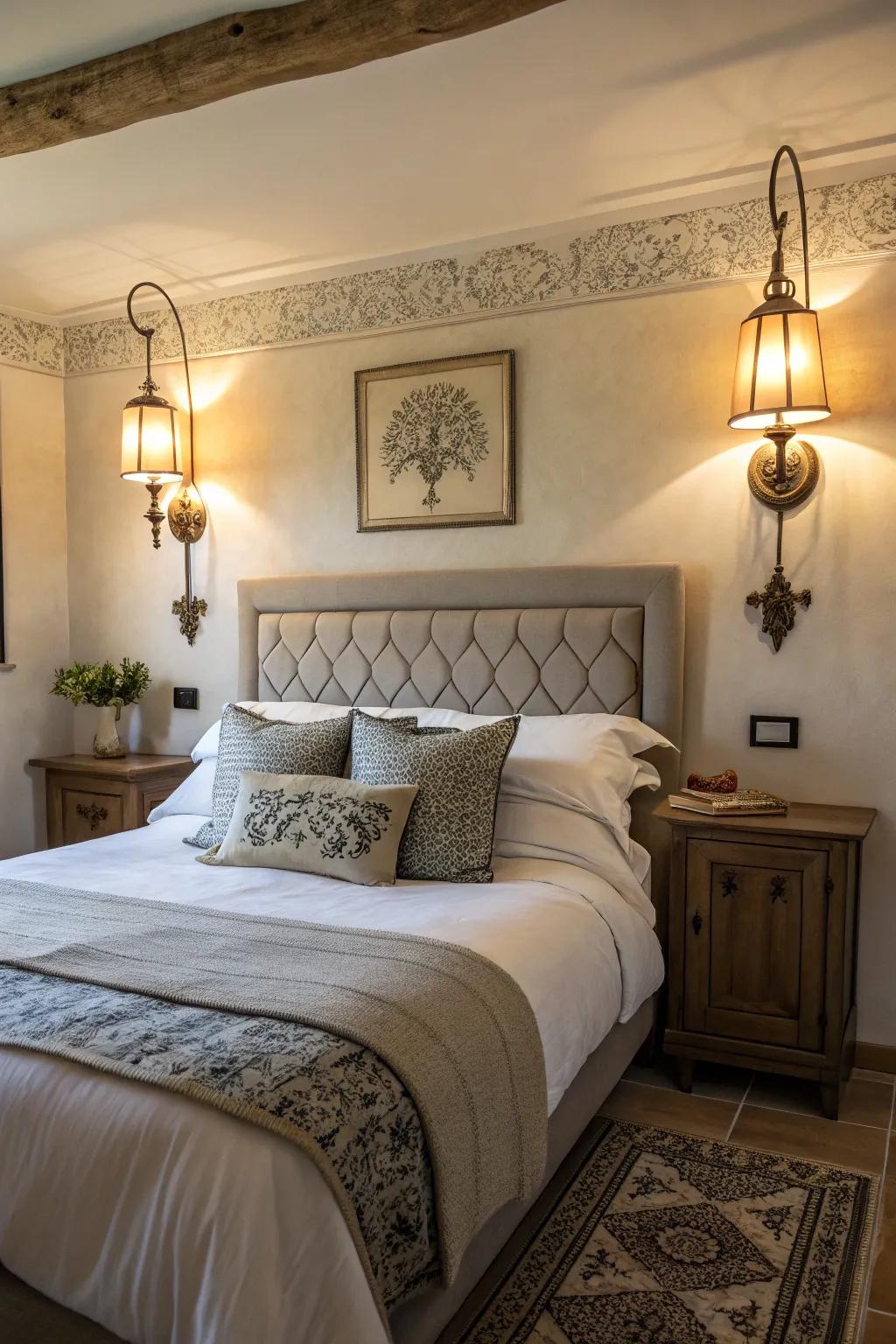 Wall sconces ensure balance and symmetry.