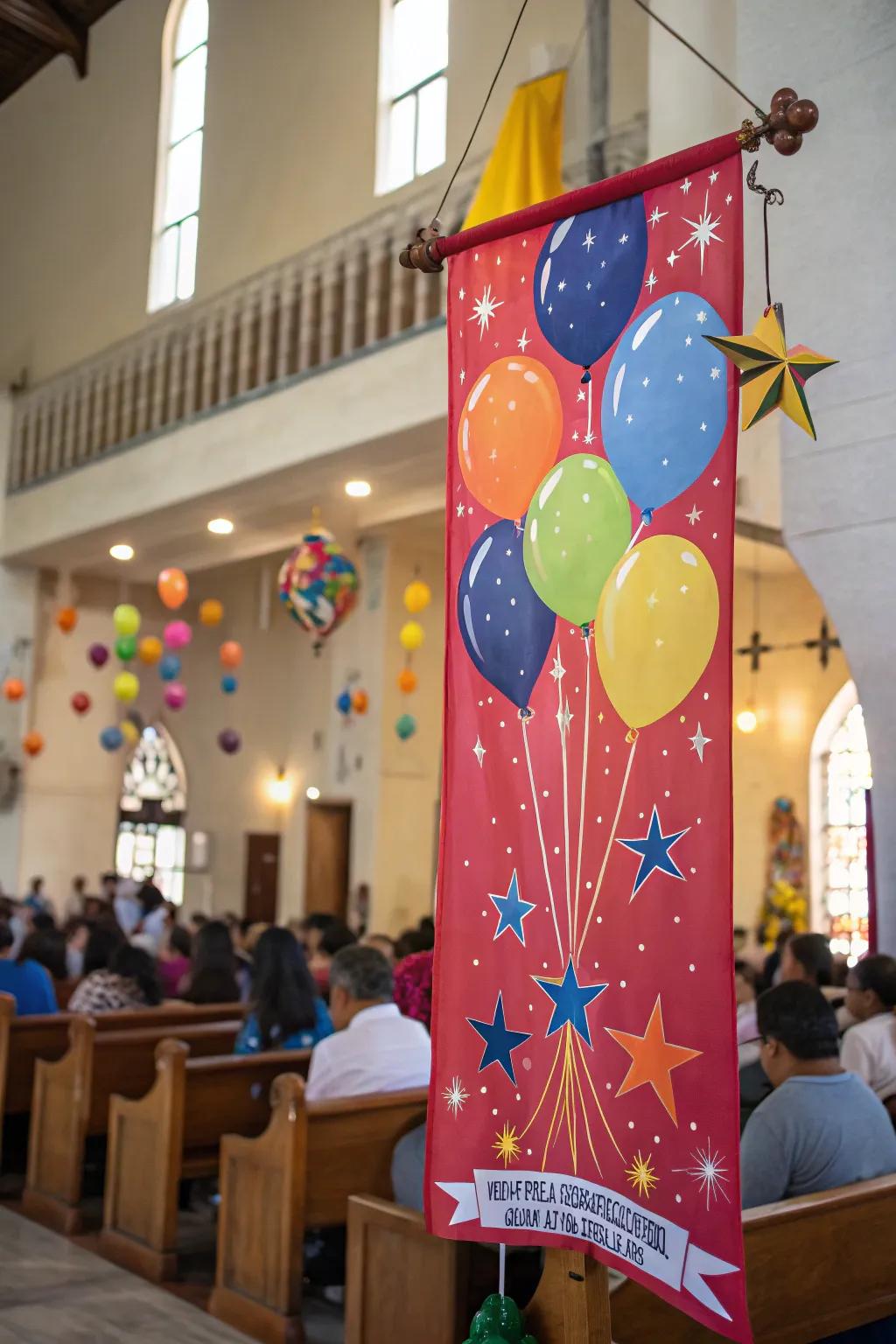 A celebratory air-filled decorations-themed banner overflowing with joy.
