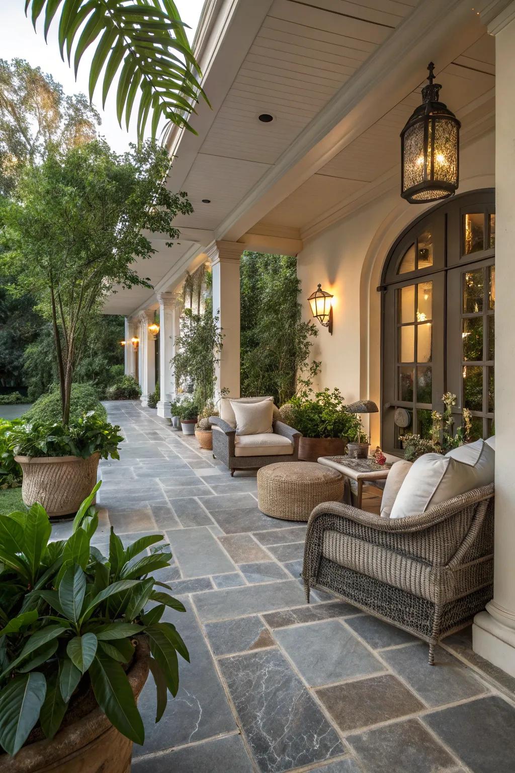 Get timeless elegance with natural stone ground covering.