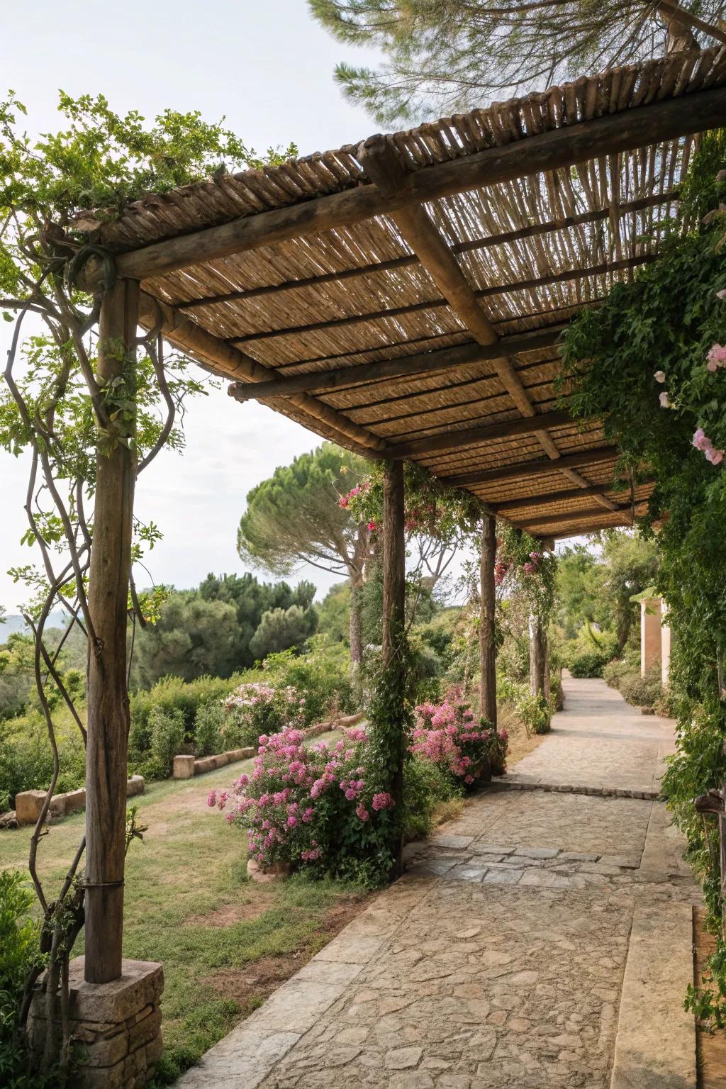 Natural charm combines with rustic beauty in a bamboo roof.