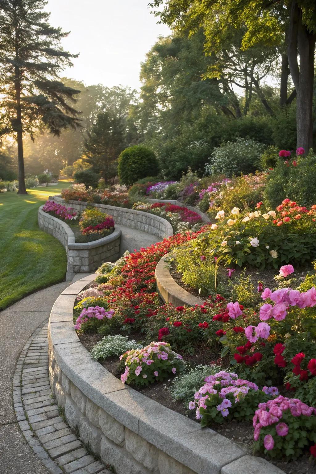 Add a touch of refinement with exquisitely curved raised beds.
