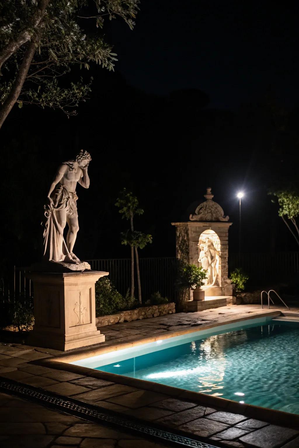 Spotlights evolve mere features into pieces of nighttime craftsmanship.