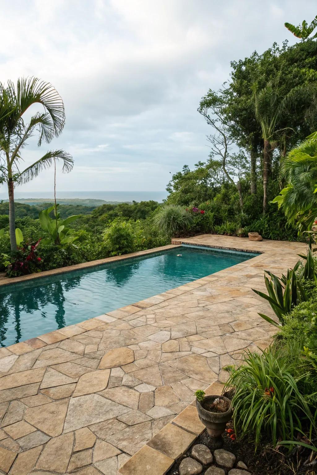 Natural rock-like surfaces establish a seamless harmony with the adjacent landscape.