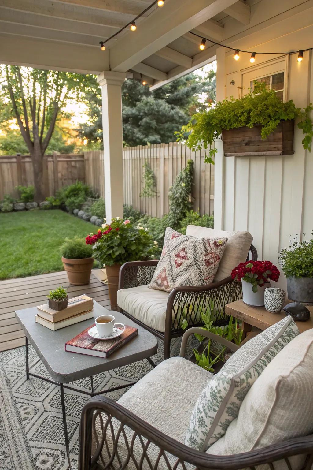 Comfortable seating zone for unwinding moments.