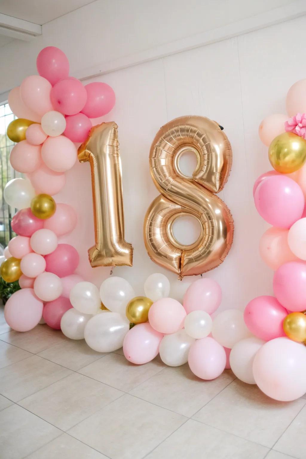 Numerical and word-based balloons personalize your classic soiree.