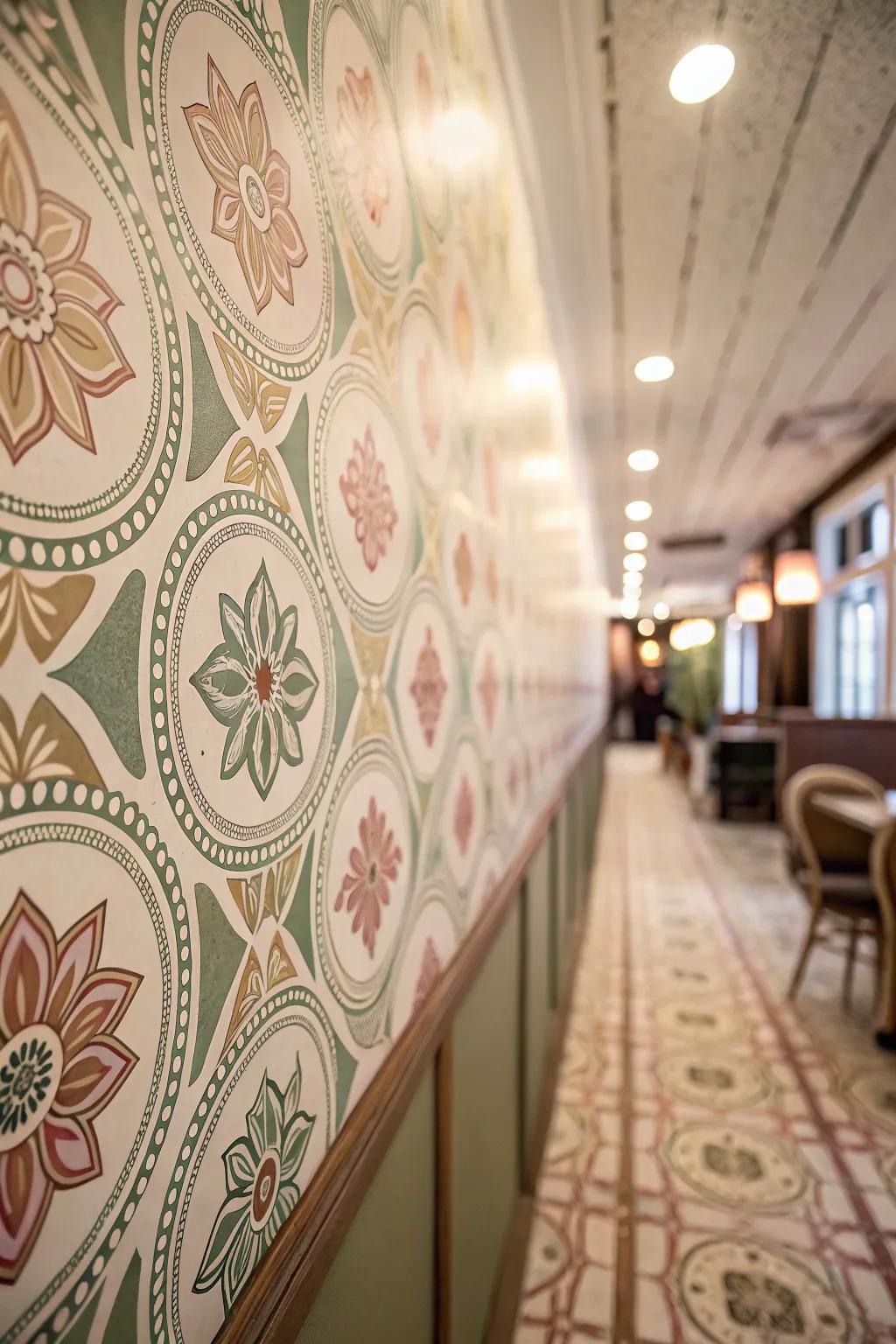 Vintage blueprints evoke warmth and nostalgia.