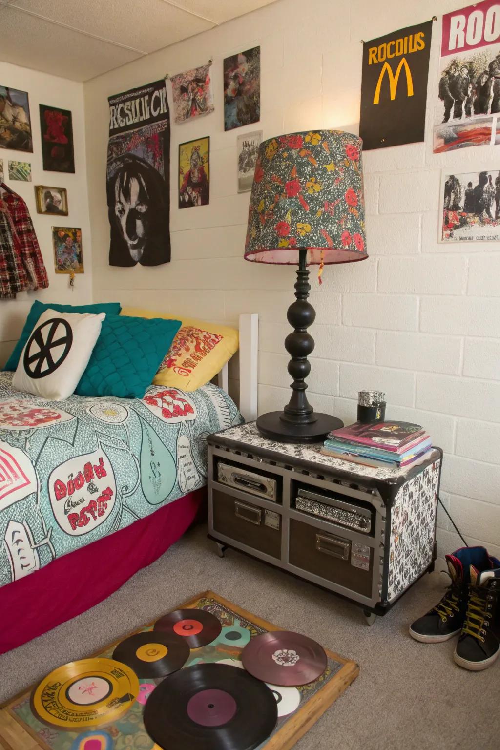 Incorporate a personal touch with DIY decor that epitomizes your punk fashion.