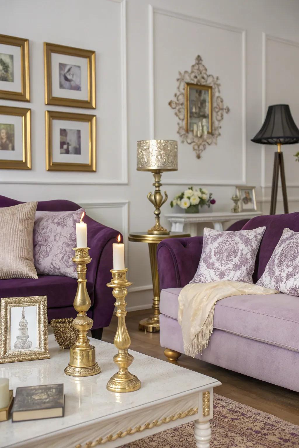 Gold details provide warmth and refinement to your design.