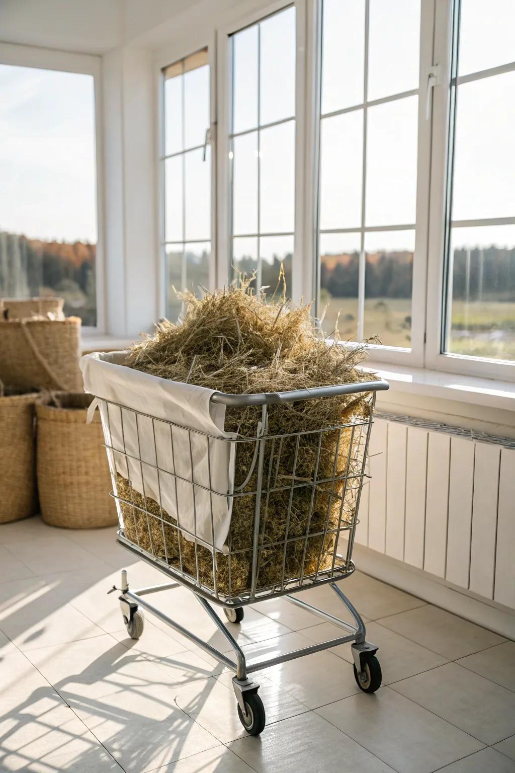 A rolling basket offers easy storage that moves.