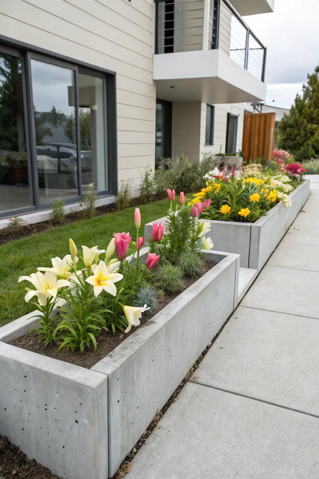 Concrete beds deliver a refined, modern charm.