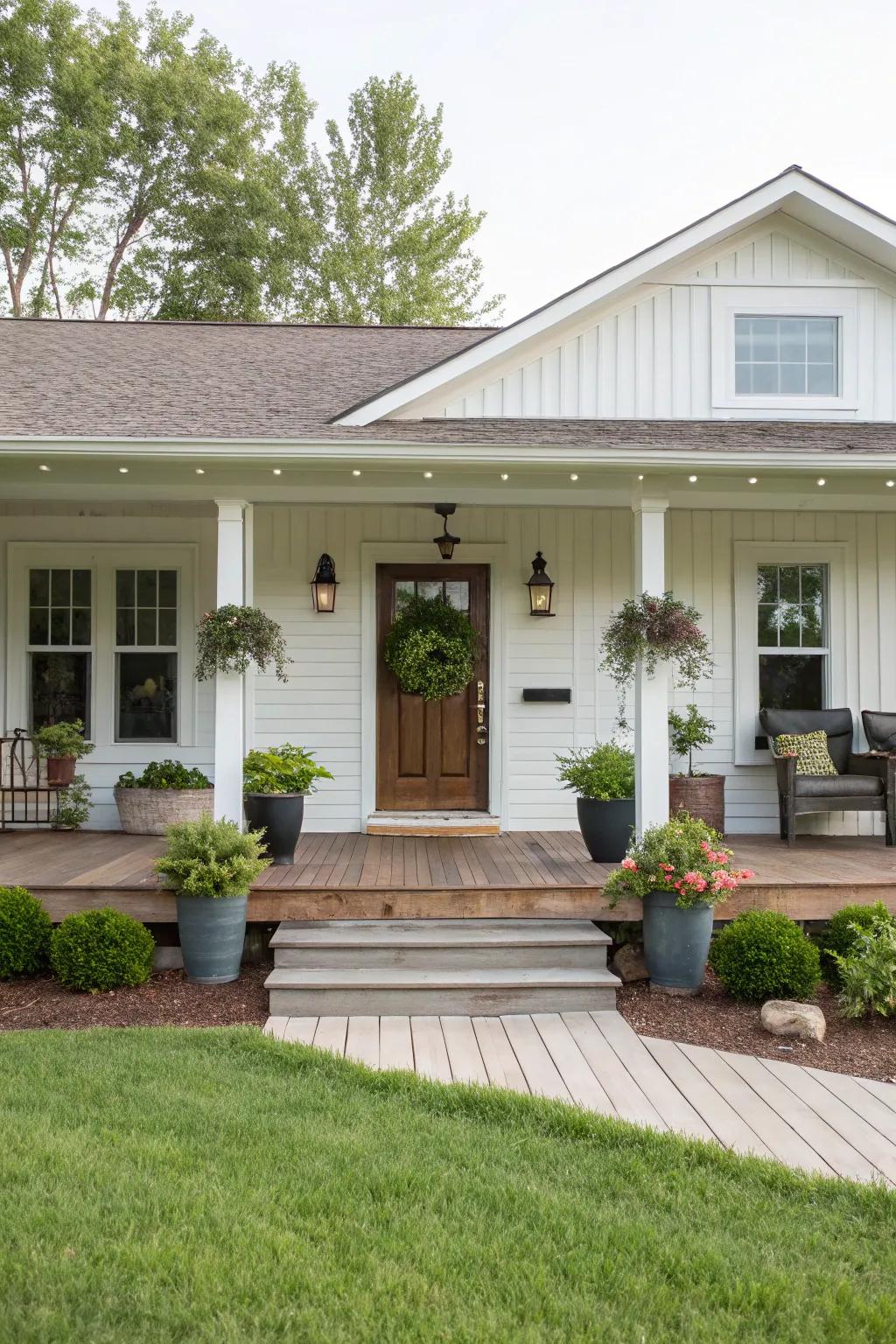 Balanced vegetation adds a welcoming element to your entry.