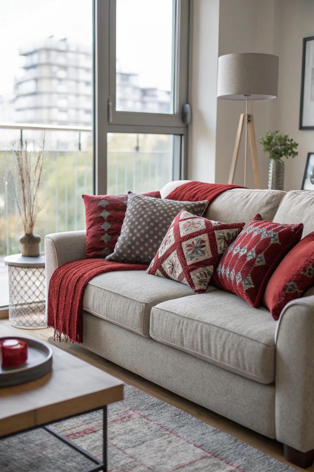 Layered soft furnishings provide an uncomplicated yet effective means to introduce hue.