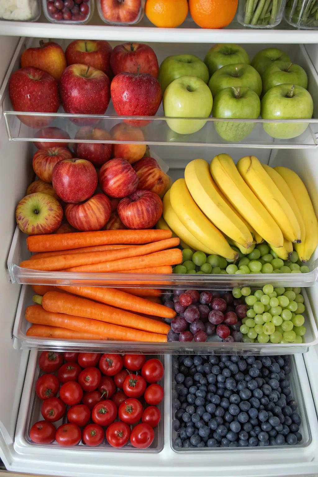 Using color coordination brings visual balance to your refrigerator.