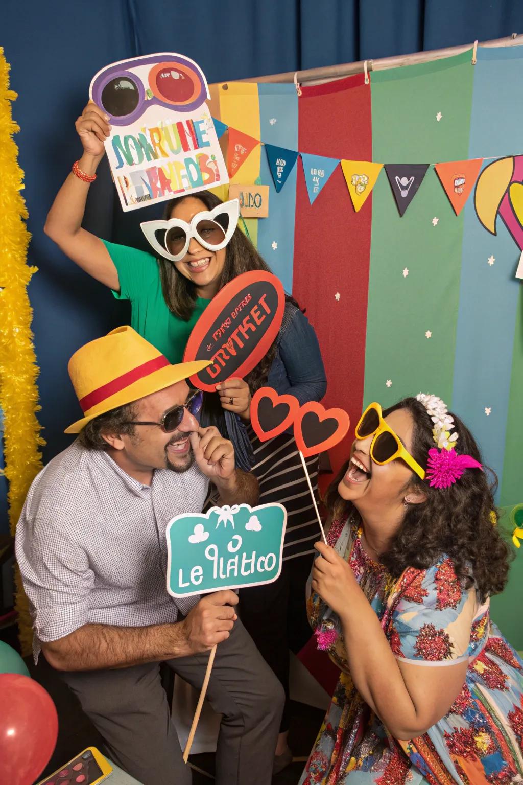 A vibrant snapshot station featuring props for guests to enjoy.