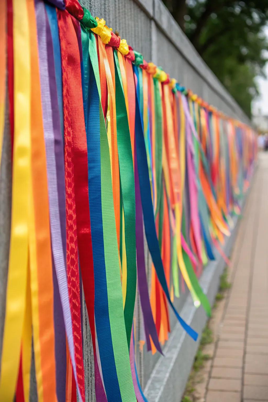 Brighten your area with multihued fabric bands.