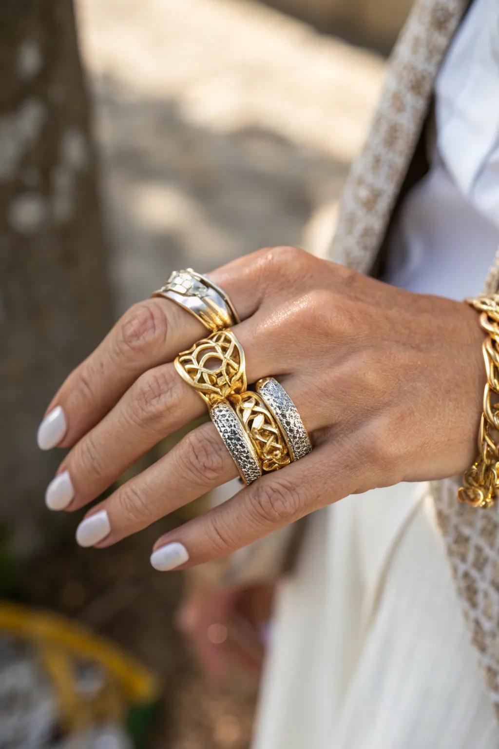 Mixed Metal Rings for a Vibrant Aesthetic