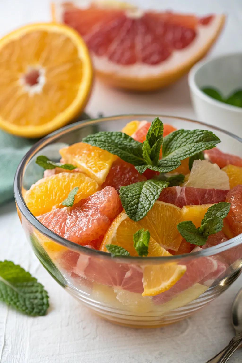 A medley of citrus fruits is a revitalizing and colorful addition to your breakfast set.