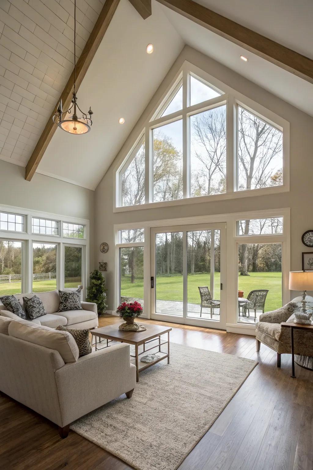 An expansive great room enhances room for gatherings.