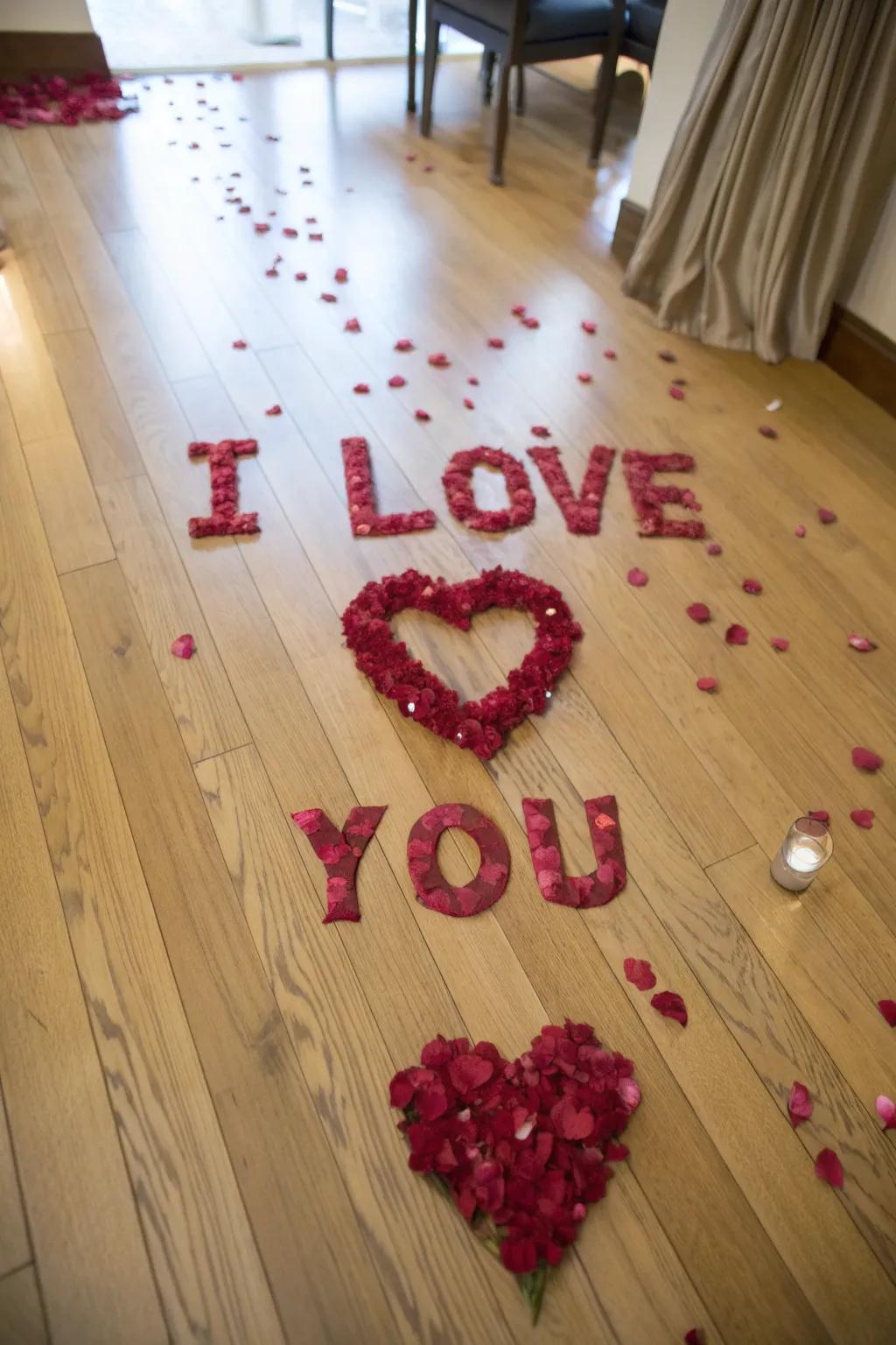 A love message crafted from floral discs