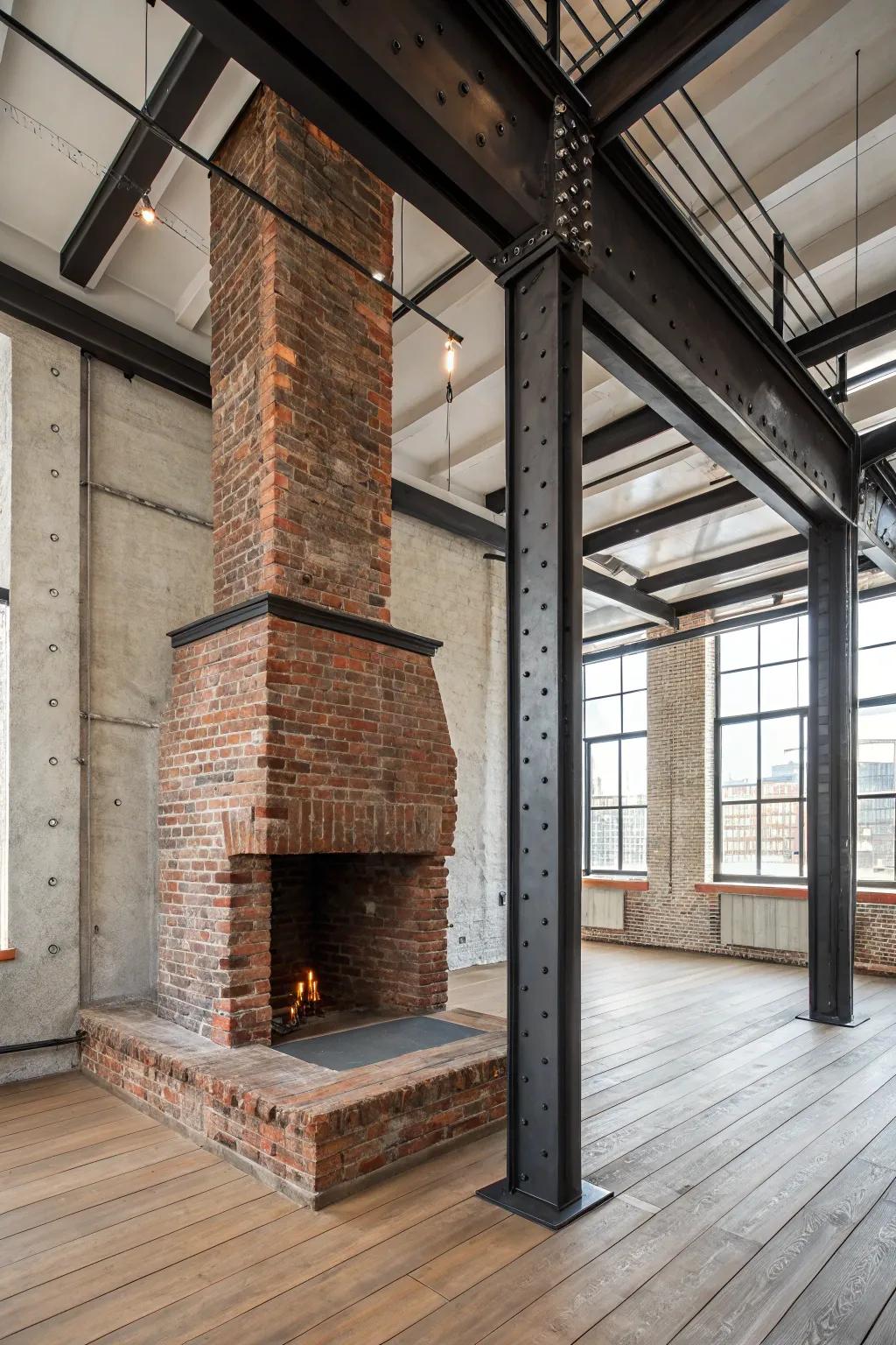 Industrial vibe bringing a bold urban feel to your hearth.