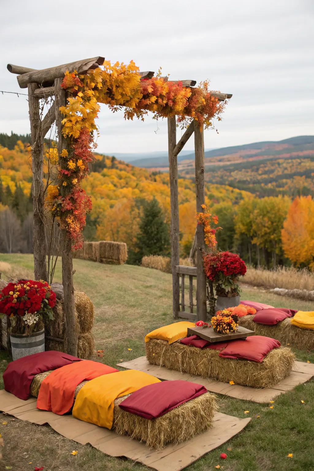 Compressed stalk blocks provide rustic charm and sensible seating.