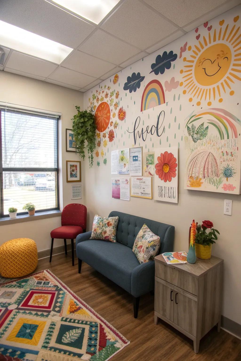 Creative wall accents can ignite innovation and elevate the atmosphere.
