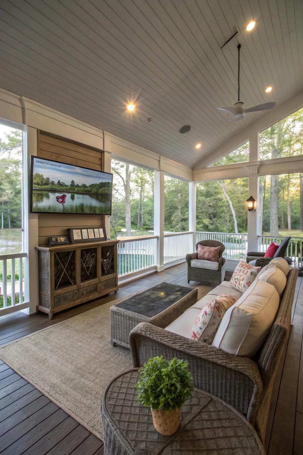 A recreational veranda delivers a flawless synthesis of leisure and amusement.