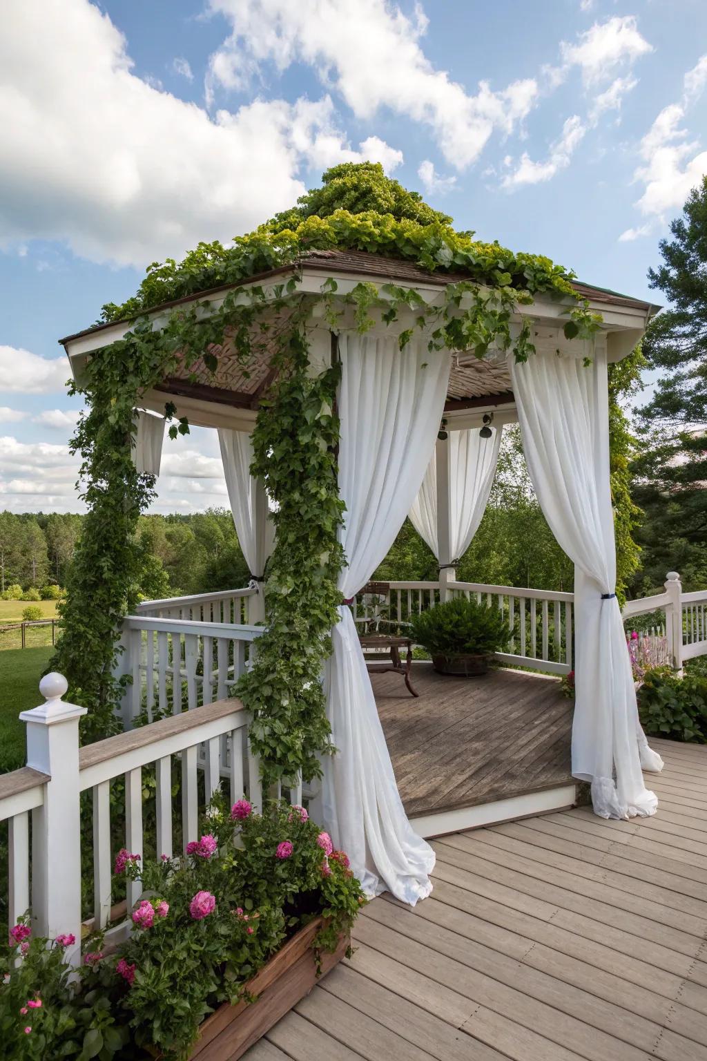 Gazebos convert your deck into a snug outdoor chamber.